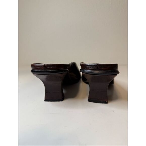Vintage 90s Y2K Marquise Brown Pepper Slip On Mule Heels Size 8 - Picture 7 of 10